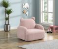 Raelynn 25.5"W Pink Teddy Velvet Bear-Shaped Kids Armchair
