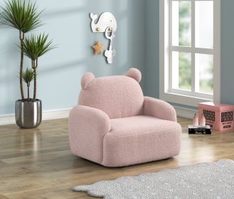 Raelynn 25.5"W Pink Teddy Velvet Bear-Shaped Kids Armchair