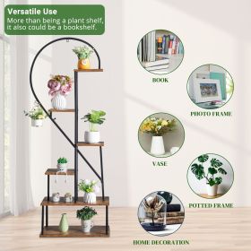 Decor Accents Plant Stands Black Half-Heart Iron & Wood 6-Layer Stand