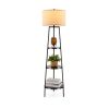 Lighting Floor Lamp-shelf Lamp with Storage & Linen Shade