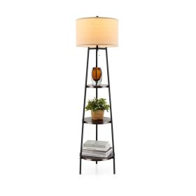 Lighting Floor Lamp-shelf Lamp with Storage & Linen Shade