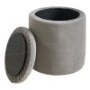 Storage Ottoman Foot Rest Round Footstool Velvet Footrest Multifunctional Coffee Table Ottoman with Tray Vanity Stool for Makeup Room Living Room Bedr