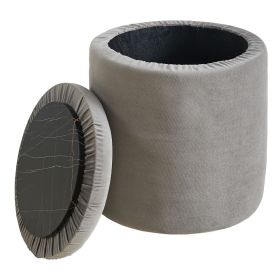 Storage Ottoman Foot Rest Round Footstool Velvet Footrest Multifunctional Coffee Table Ottoman with Tray Vanity Stool for Makeup Room Living Room Bedr