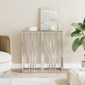Console Table 27.6"x11.8"x27.6" Stainless Steel and Glass