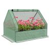 Outsunny Raised Garden Bed with Mini Greenhouse, Galvanized Outdoor Planter Box with Cover, for Herbs and Vegetables, Use for Patio, Garden, Balcony