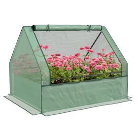 Outsunny Raised Garden Bed with Mini Greenhouse, Galvanized Outdoor Planter Box with Cover, for Herbs and Vegetables, Use for Patio, Garden, Balcony