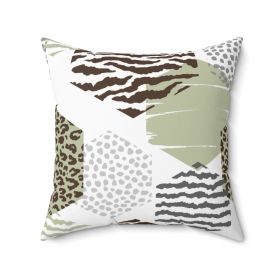 Home Decor, Throw Pillow Cover, Green Grey Brown Hexagon Print