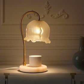Marble Candle Warmer Lamp - Glass Shade Wax Melter with Timer