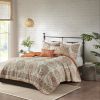 Bedding Quilt Set Full/Queen Orange  Reversible 6-Piece with Throw Pillows