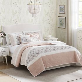 6 Piece Cotton Percale Quilt Set with Throw Pillows