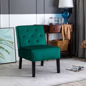 Reese 53" 2Piece Living Room Armless Button Tufted Pattern Accent Chair with Velvet Fabric and Premium High Density Foam Cushion, Green