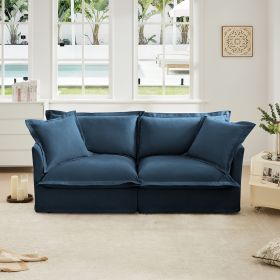 Modern Slipcovered 2-Seat Sofa Couches for Living Room, 2 Seater Sofa, Plain Chenille Deep Seat Sofa with Upholstered Cushion&Detachable Cover
