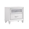 2 Drawers Nightstand with Acrylic Crystal Accents, White