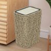 Boho Trash Can with Lid,2.6Gallon Small Rattan Trash Can with Press Top Lid,Slim Wicker Waste Basket and Hamper 2 in 1 for Bathroom