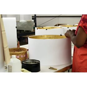 Extra Deep Empire Hardback Lampshade with Washer Fitter, Beige Color Fabric Lampshade for Table Lamps, Natural Linen, 9" Top x 16" Bottom x 12" Height