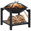 Steel Wood-Burning Bowl with Log Rack