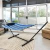 Freestanding Cotton Hammock with Pillow & Cup Holder-Indoor/Outdoor
