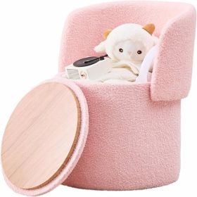 Modern Storage Ottoman â€“ Vanity Stool with Foldable Backrest, Teddy Velvet Footstool, Extra Seating, Small Side Table & Footrest for Bedroom