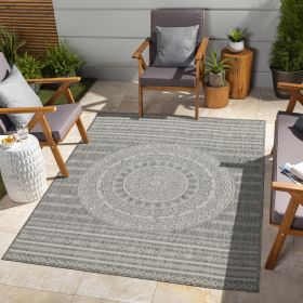 Silver Medallion Patio Rug