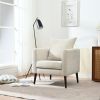 Barrel Chair, Chenille Accent Chair, Fabric Armchair Club Chair,Upholstered Arm Chair with Solid Wood Legs,Waist Pillow