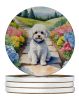Maltipoo Spring Path Large Sandstone Coasters Pack of 4 Absorbent Round Coasters Decor Gifts for Men or Women, 4 in, Multicolor