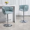 360Â° Fabric cover Swivel Bar Stools Set of 2, Adjustable Counter Height Bar Chairs with Woven Back & Footrest