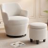 360Â°Swivel Accent Chair with Ottoman, Lounge Sofa with Nail Trim, Living Room Chairs, Bedroom Chair, Vanity Chair, Nursery Glider