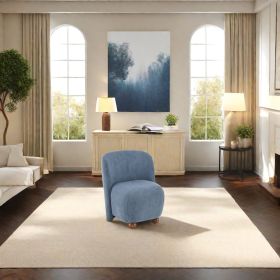 Modern Low Back Accent Chair, Upholstered Armless Living Room Chairs, Round Pine Wood Feet, for Small Living Spaces, Living Room, Bedroom, Balcony