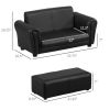 Kids Sofa Set with Footstool-Black