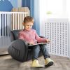 Qaba Grey Toddler Rocking Chair with Pocket PU Leather Kids Rocker for Nursery Playroom Durable Armchair