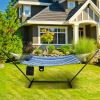 Freestanding Cotton Hammock with Pillow & Cup Holder-Indoor/Outdoor