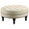 Oatmeal Cocktail Ottoman with Nailhead Trim
