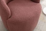 Teddy Fabric Swivel Accent Armchair Barrel Chair With Black Powder Coating Metal Ring,Dark Red