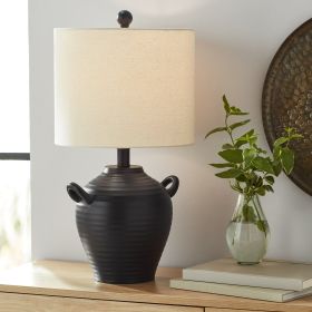 Black Ceramic Vessel Table Lamp