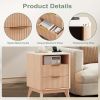 Nightstand with Charging Station, Modern Bedside Table, 2 Drawers & Open Shelf, for Bedroom, Office and Small Spaces