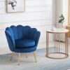 HOMCOM Velvet-Touch Accent Chair Leisure Club Chair Gold Metal Legs for Living Room Blue