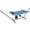Freestanding Cotton Hammock with Pillow & Cup Holder-Indoor/Outdoor