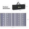 Outsunny Reversible Outdoor Rug, Waterproof Plastic Straw with Carry Bag, 9' x 18', Blue & White Geometric Wall