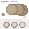 Braided Cotton Placemats 15 Inch Set of 4 with 4 Free Coasters Washable Anti Slip Heat Resistant Mats Boho Woven Round Table Mats for House Decor Kitc