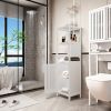 Large capacity multifunctional bamboo storage cabinet furniture for bathroom and living room white