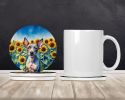 American Hairless Terrier in Sunflowers Large Sandstone Coasters Pack of 4 Absorbent Round Coasters Decor Gifts for Men or Women, 4 in, Multicolor