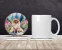 Pomeranian Spring Path Large Sandstone Coasters Pack of 4 Absorbent Round Coasters Decor Gifts for Men or Women, 4 in, Multicolor