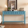 Rustic Entryway Console Table,60" Long Sofa Table with Two Different Size Drawers and Bottom Shelf for Storage