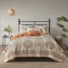 Bedding Quilt Set Full/Queen Orange  Reversible 6-Piece with Throw Pillows