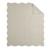 Oversized Quilted Throw with Scalloped Edges Cream 60x72"