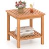 Acacia Wood Side Table with Storage Shelf