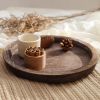Round Rustic Wood Candle Tray