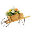 1PC Wooden Wagon Planter with 9 Magnetic Accessories for Garden Yard