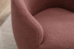 Teddy Fabric Swivel Accent Armchair Barrel Chair With Black Powder Coating Metal Ring,Dark Red
