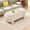 Modern Storage Ottoman Bench, Large Storage Space for the Living Room, Entryway and Bedroom,White Fluffy ( 48''x21.5''x17'' )